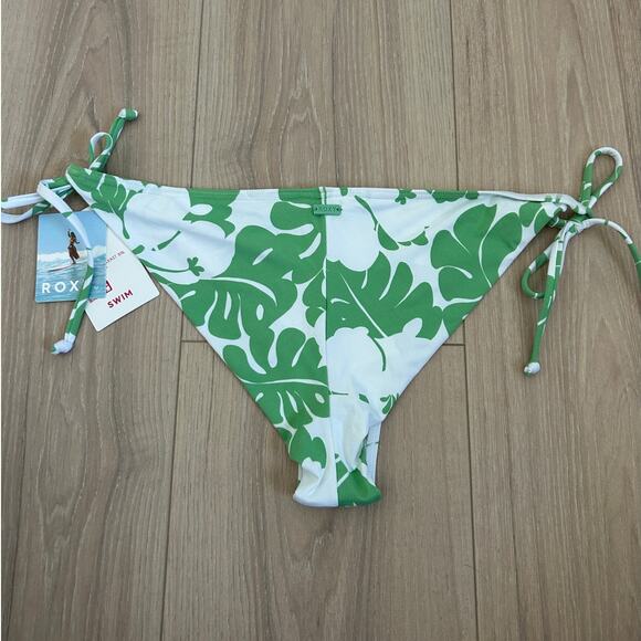 Roxy OG Cheeky Tie Side Bikini Bottoms - Green Floral - L - Picture 6 of 8
